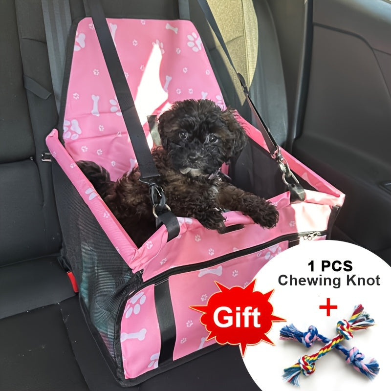 Dog Car Booster Seat for Small Dogs & Cats - Foldable Oxford Pet Car Seat Carrier with Safety Leash, Adjustable Straps, Breathable Mesh, Elevated View, Soft Washable Travel Bag for Puppies & Kittens