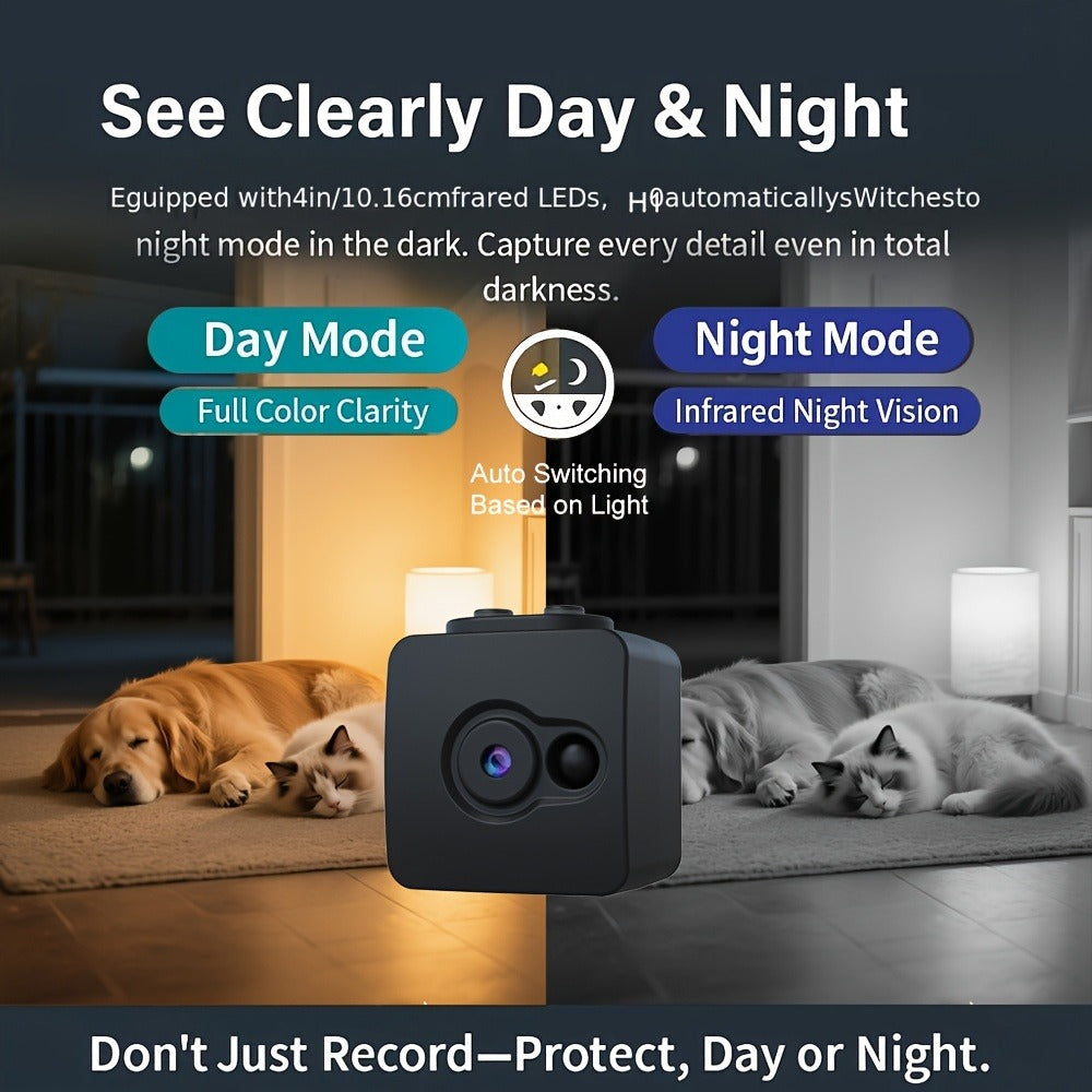 No WiFi Security Camera with SD Card Portable Rechargeable, Plug-and-Play Loop Recording, Hidden Spy Cam for Home Baby Monitor Nanny Pet Office Surveillance – Compact Offline Standalone Camera