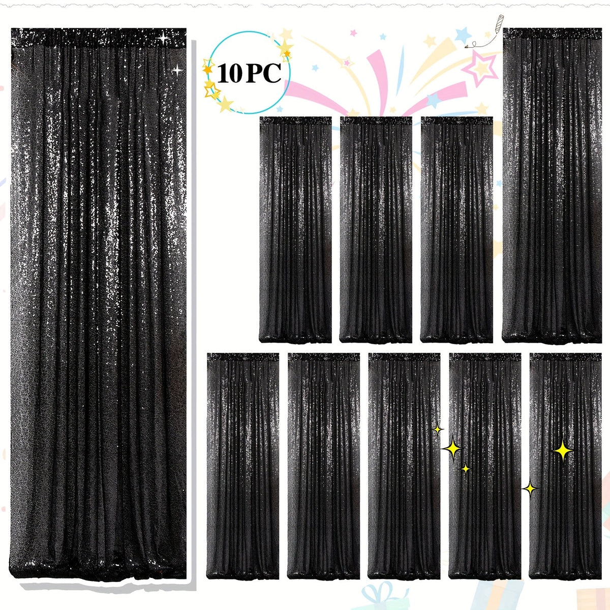 Sequin Backdrop Curtains 2FTx8FT Glitter Photography Background Panels for Party Wedding Birthday Stage Decoration Gold Yellow Shimmer Curtain Set 4 6 10 Panels Available