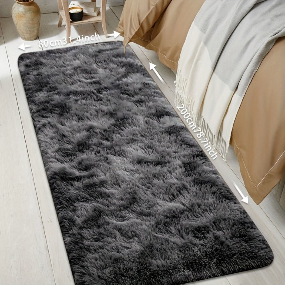 Tie-Dye Plush Fluffy Mat Absorbent Non-Slip – Luxury Soft Bathroom Rug for Living Room & Bedroom, Modern Home Decor Floor Mat, 31.5x78.7 in – Light Grey, Dark Gray, Light Pink, Black