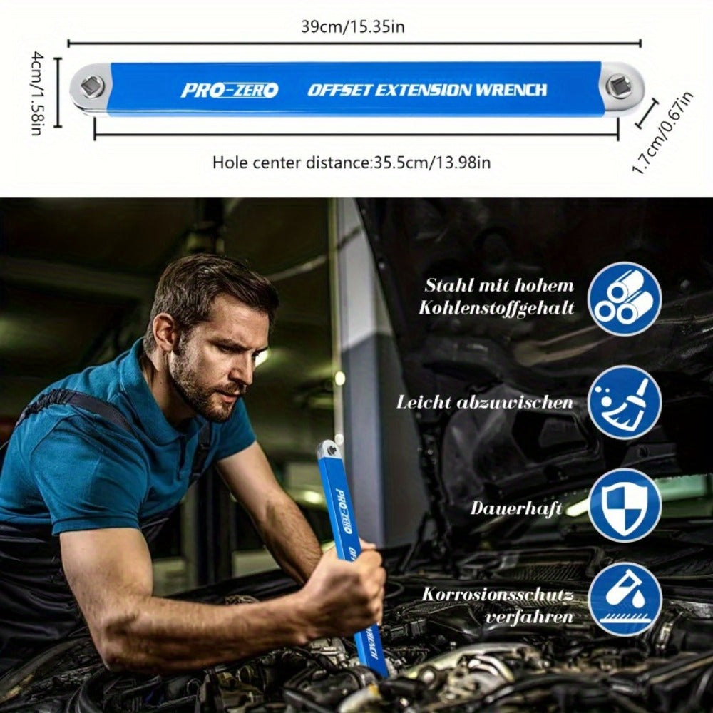 Ratchet Wrench 2-in-1 Offset Extension with 1/4" 3/8" 1/2" Square Head Adapters, 180-Degree Rotation High Torque Non-Slip Handle, Universal Flex Head Ratchet for Narrow Spaces & Auto Repair