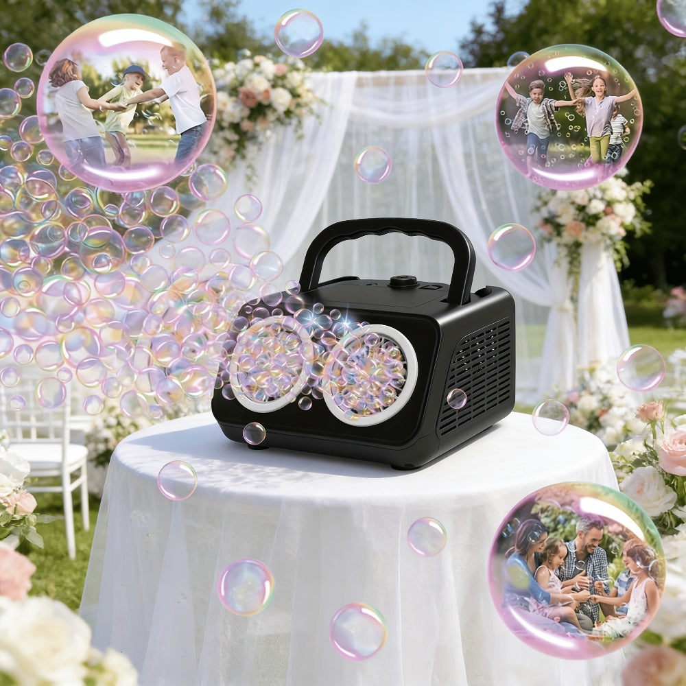 Automatic Bubble Machine Plug-in or Battery Operated – Dual Fan 20000+ Bubbles Per Minute, Indoor Outdoor Bubble Blower for Kids Birthday Party, Portable Bubble Maker with 14 Modes for Boys Girls