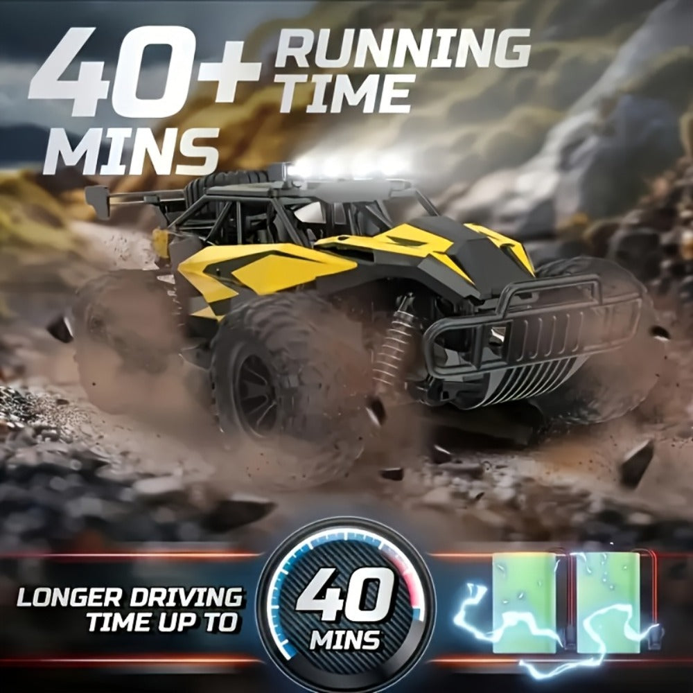 High-Speed RC Buggy 40km/h Alloy Body – 2.4G Remote Control Off-Road Vehicle for Boys Ages 6+, Super Powerful All-Terrain Outdoor Racing Truck, Birthday Halloween Christmas Gift Red Yellow