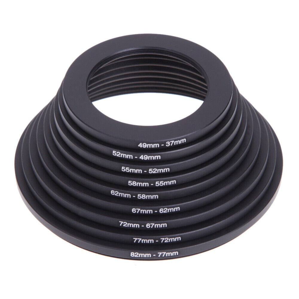 Step-Up Step-Down Lens Filter Adapter Rings 18pcs Set for DSLR Camera 37-82mm Aluminum Alloy Filter Ring Kit Compatible with Canon Nikon Sony Lenses