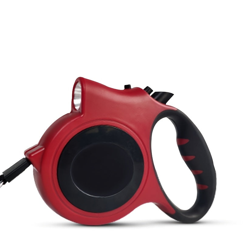 LED Retractable Dog Leash 16 Feet with Built-In Lights for Night Walks - Adjustable Durable PVC Traction Line for Small & Medium Dogs, Available with or without Light in Black Pink Red