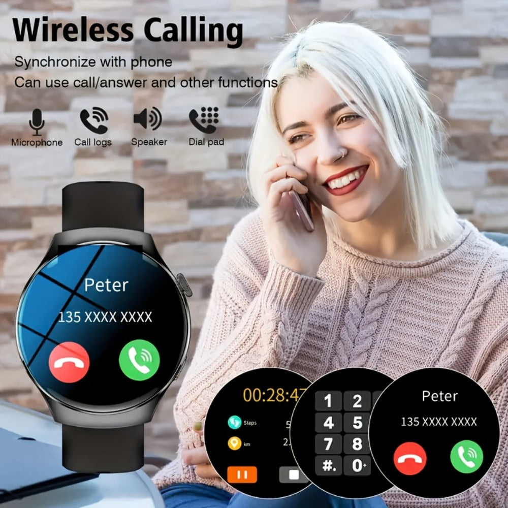 OLED Touchscreen Business Smartwatch Unisex – 2.01" Wireless Calling Message Reminders Music & Photo Control Step Calorie Tracker High Quality Smart Watch for Men Women Office Formal Casual