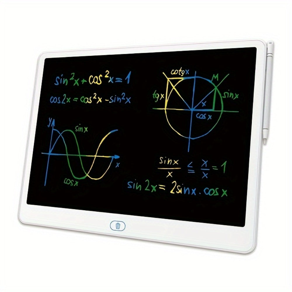 LCD Doodle Board 16 Inch with Stand – Flexible Screen Eye Protection, Portable Educational Drawing Toy for Kids & Adults, Home School Office Travel, White Pink Sky Blue