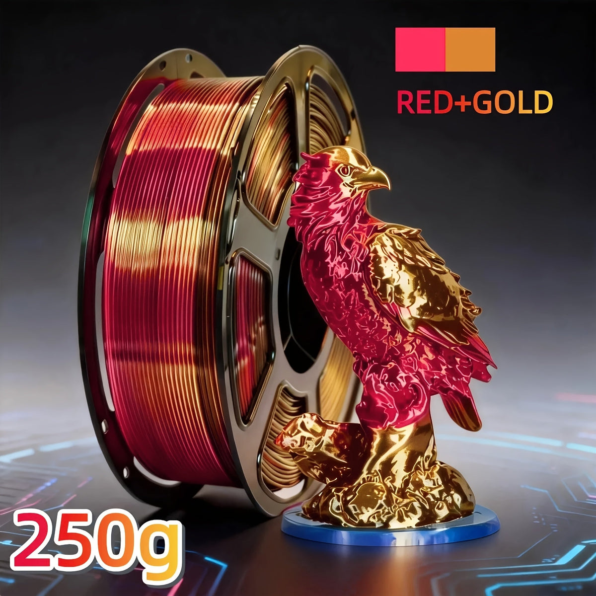 Dual Color PLA Filament 1.75mm 250g Vacuum Packed – Neatly Wound High Precision ±0.02mm Smooth Printing Two-Tone Gradient 3D Printer Filament | Dual Color PLA Spool for FDM 3D Printers Hobby Makers