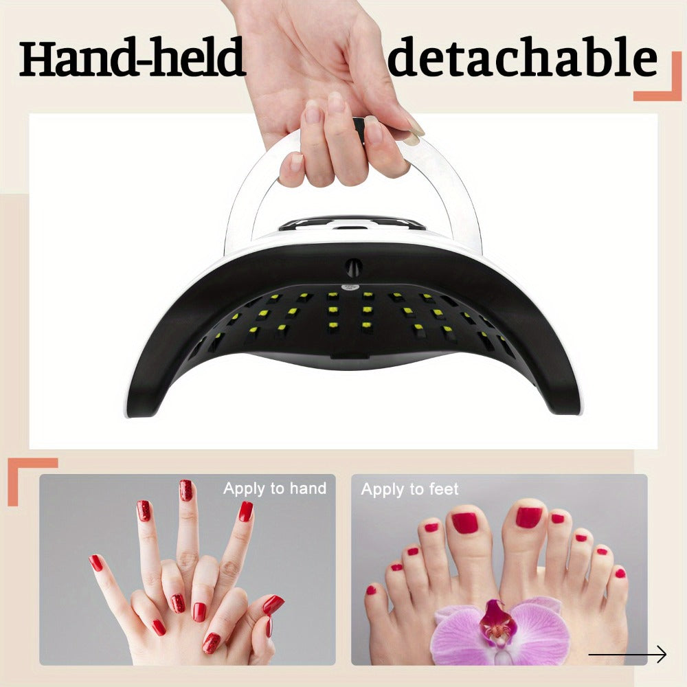 380W LED Nail Lamp Auto Sensor LCD Timer 4 Timing Modes 81 LED Beads Fast Gel Curing USB Powered One-Touch Button Low Heat Mode Home Salon Manicure Pedicure All Gel Polish