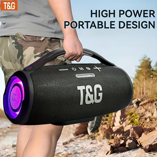 TG418 Bluetooth Wireless Speaker 3000mAh, LED Flash Lights, EQ Settings, Type-C Charging, TF Card USB AUX Compatible, Loud Portable Speaker for Mobile Phones Tablets Computers Outdoor & Home Use