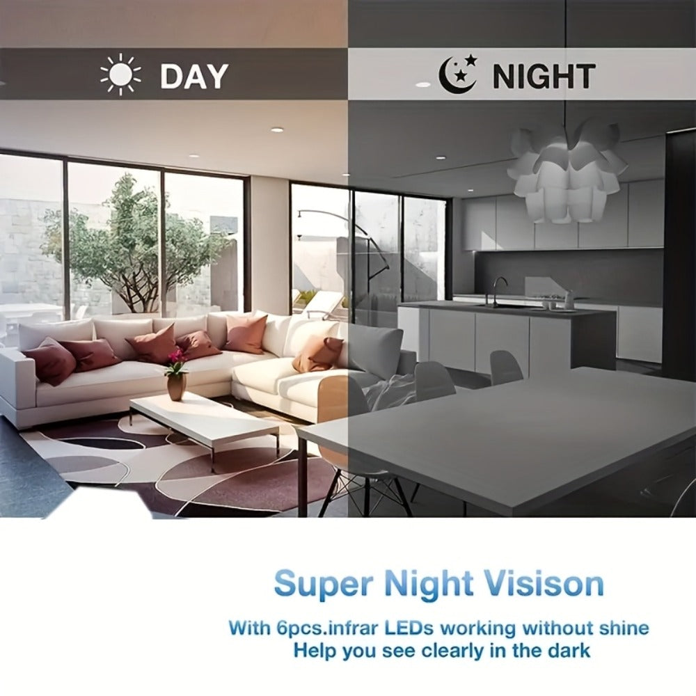 360-Degree Mini Smart WiFi Security Camera 1080P with Night Vision, Motion Detection Alarm, Pet Monitor & Nanny Cam – Battery or USB Powered, 2.4GHz & 5GHz, No Dead Angle Home Surveillance