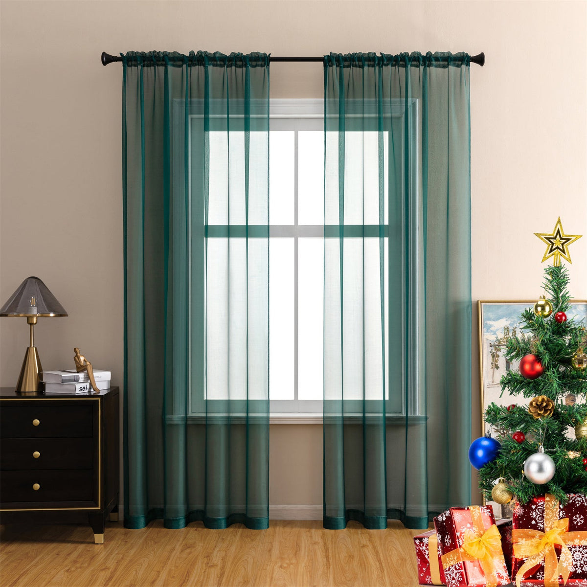 Sheer Curtains 2 Panels Rod Pocket – Light Filtering Privacy Window Drapes for Living Room Bedroom Modern Home Decor