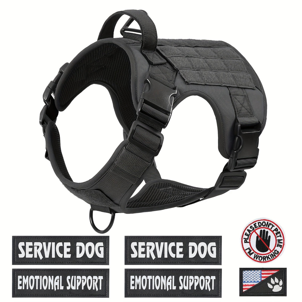 Dog Tactical Harness No-Pull Chest Vest with Handle – Adjustable Military Style Pet Harness for Small Medium Large Dogs
