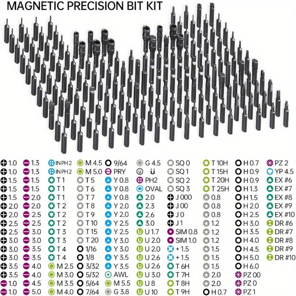 180-in-1 Precision Screwdriver Set – Magnetic Professional Repair Kit for Laptop, Phone, Camera, Tablet, Game Console & Glasses, Angular Container Case Design