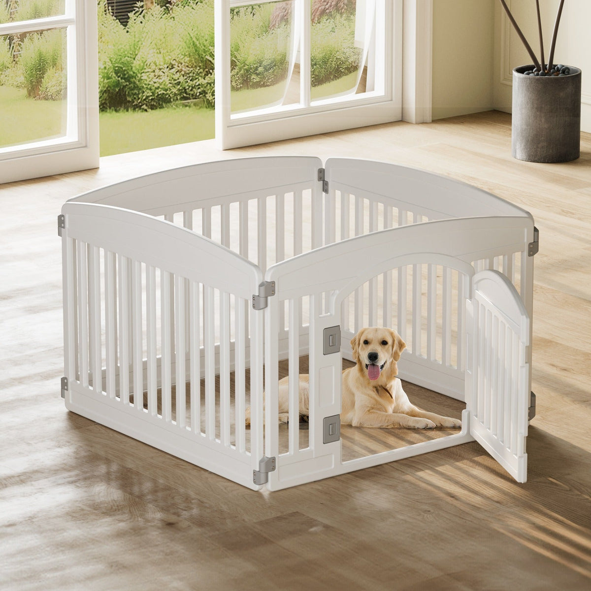 Foldable Dog Playpen & Indoor Outdoor Pet Fence – Portable, Easy to Clean, 4-Panel & 6-Panel, White & Black