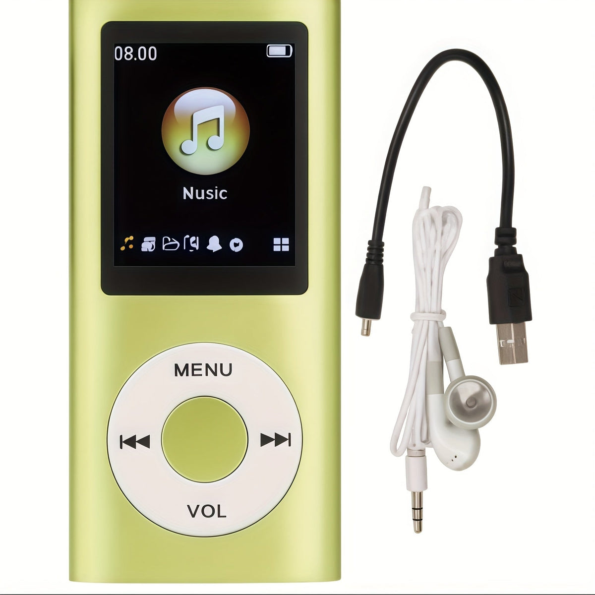MP3 Player with 64GB Expandable Storage, 8-Hour Battery, Lossless FLAC HiFi Audio, Voice Recorder, E-Book Reader, Photo & Video Viewer, Aluminum Alloy Body, No Bluetooth, Wired Earphone Included
