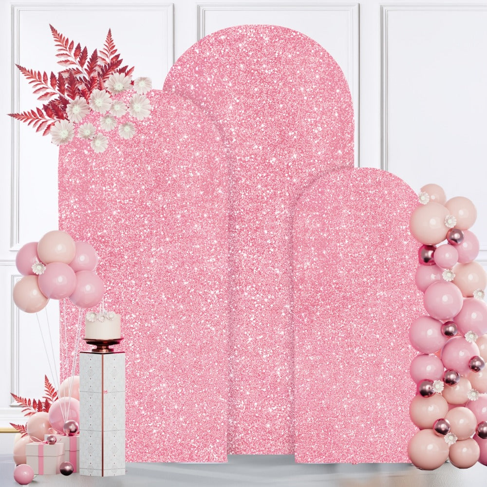Sequins Wedding Arch Cover Set of 3 Sizes 4ft 5ft 6ft Metallic Spandex Arch Backdrop Cover Payette Glitter Arch Stand Cover for Wedding Birthday Party Decoration