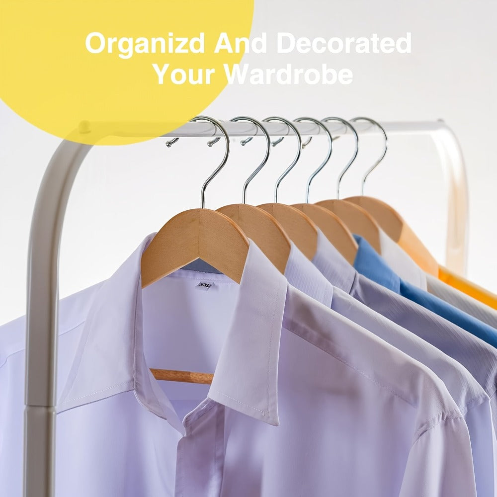 Solid Wood Clothes Hangers Heavy Duty – 10/20/30 Pack Champagne Sturdy Wooden Coat Hangers for Jackets, Dresses & Heavy Coats | Space-Saving Wardrobe Hangers for Home, Office & Hotel Closet Organization