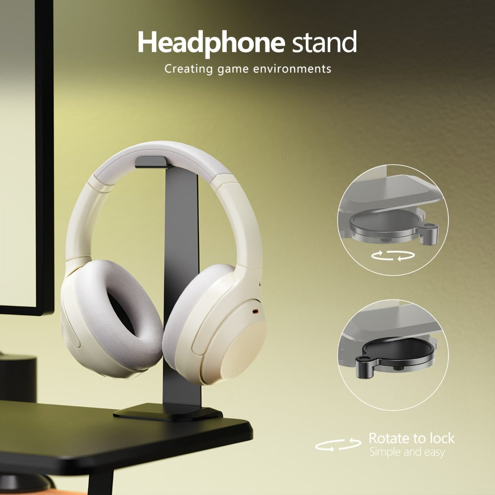 Monitor Stand Organizer with Headset Holder Phone Stand & Game Controller Holder, Versatile Desktop Riser for Computer Monitor Laptop, Gaming & Home Office Desk Organizer