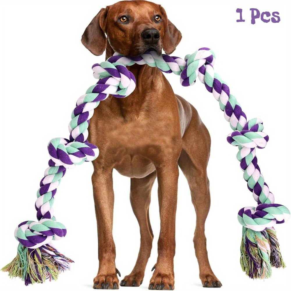 Rope Dog Toy 6-Knot Tug of War Chew Toy for Large Dogs - Heavy Duty Teeth Cleaning Rope Bone Toy for Aggressive Chewers, Durable Interactive Play & Dental Health Toy for Medium Large Dogs
