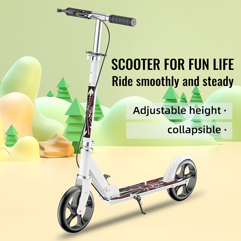 Foldable Adult Kick Scooter with Double Wheels - Rear Suspension & Brake, Lightweight Commuter Scooter for Adults Teens, Smooth Ride on Urban Streets, Non-Electric Manual Scooter for Daily Commuting