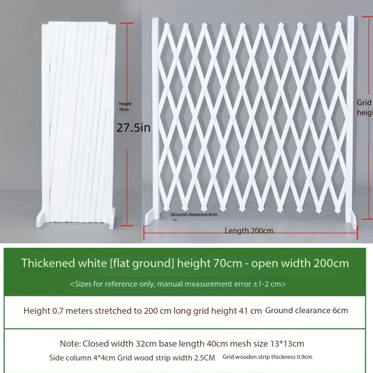Dog Gate Folding Wooden - Thickened Natural Wood Grain Pet Barrier for Stairs Doorway & Home Entrance, Expandable Mesh Fence for Dogs & Puppies, 27.56 & 35.43 Inch Height Options in Carbonized & White