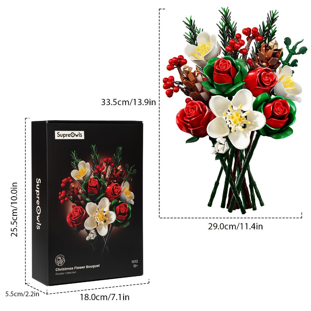 Flower Bouquet Building Kit, Rose & Lily DIY Brick Display Set
