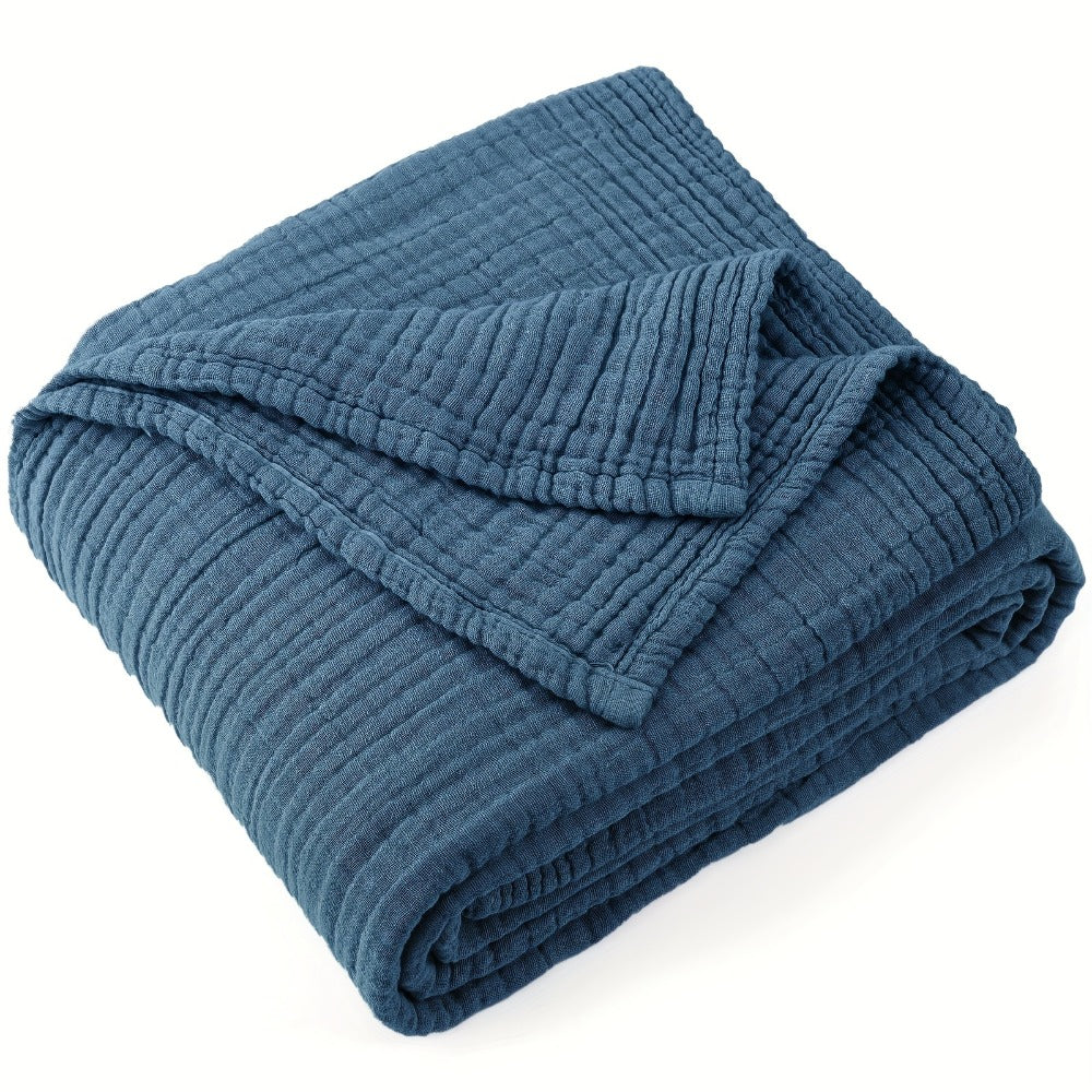 Muslin Blanket 100% Cotton 6-Layer – Breathable Soft Gauze Throw for Couch & Bed, All Season, Machine Washable, 13 Colors, 5 Sizes