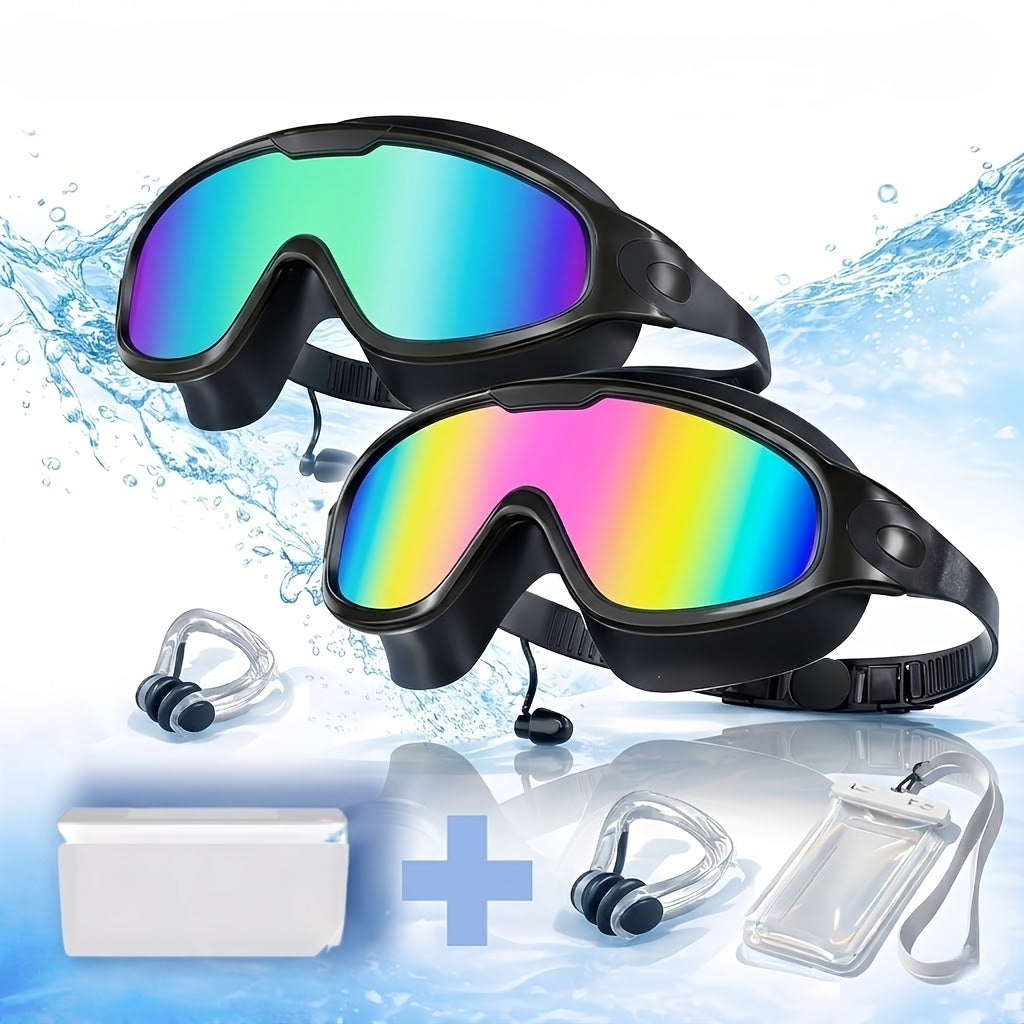 Anti-Fog Swimming Goggles Set – UV Protection, Earplugs & Nose Clip