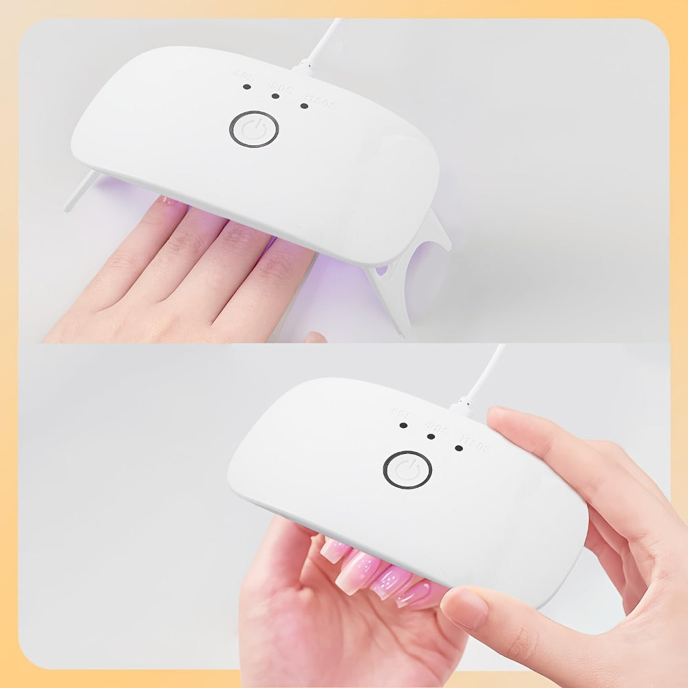 Semi Gel Nail Polish Stickers Kit 20Pcs with 12W LED Nail Lamp 8-Bead Curing Light Full-Wrap Nail Stickers 2nd Gen Soft Gel Tips White French Manicure Complete Set for Women Beginners Home DIY