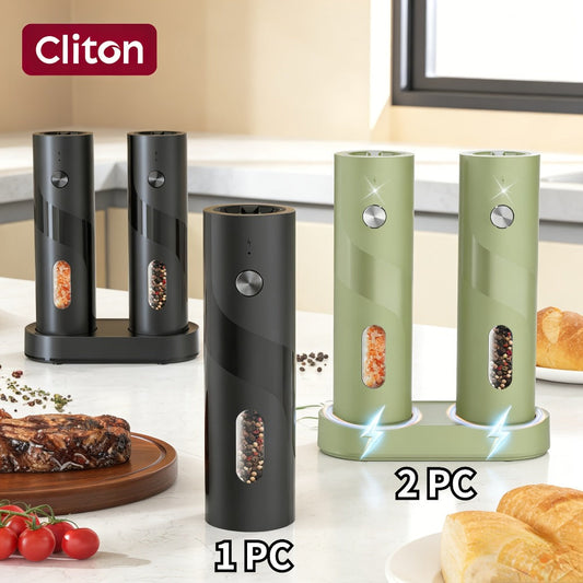 Electric Salt and Pepper Grinders with LED Light, Adjustable Coarseness and Rechargeable Options