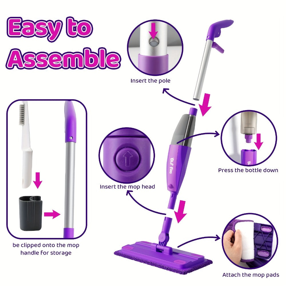 Kids Spray Mop Toy with Water Sprayer for Pretend Housekeeping Play