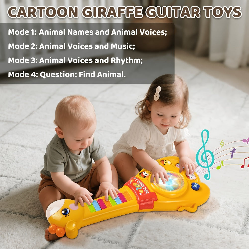 Giraffe Guitar Musical Toy with Piano Keys, Animal Sounds and Lights