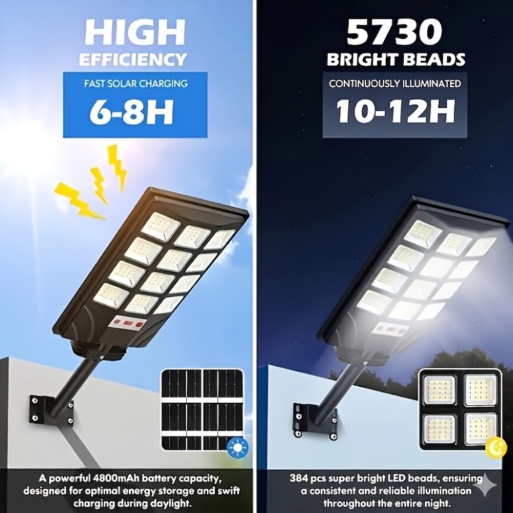 Solar Street Light Outdoor 400 LED – 6500K Waterproof Sensor Flood Light with Remote Control, Dusk to Dawn for Commercial Area, Parking Lot & Night Security Lighting (2 or 4 Pack)