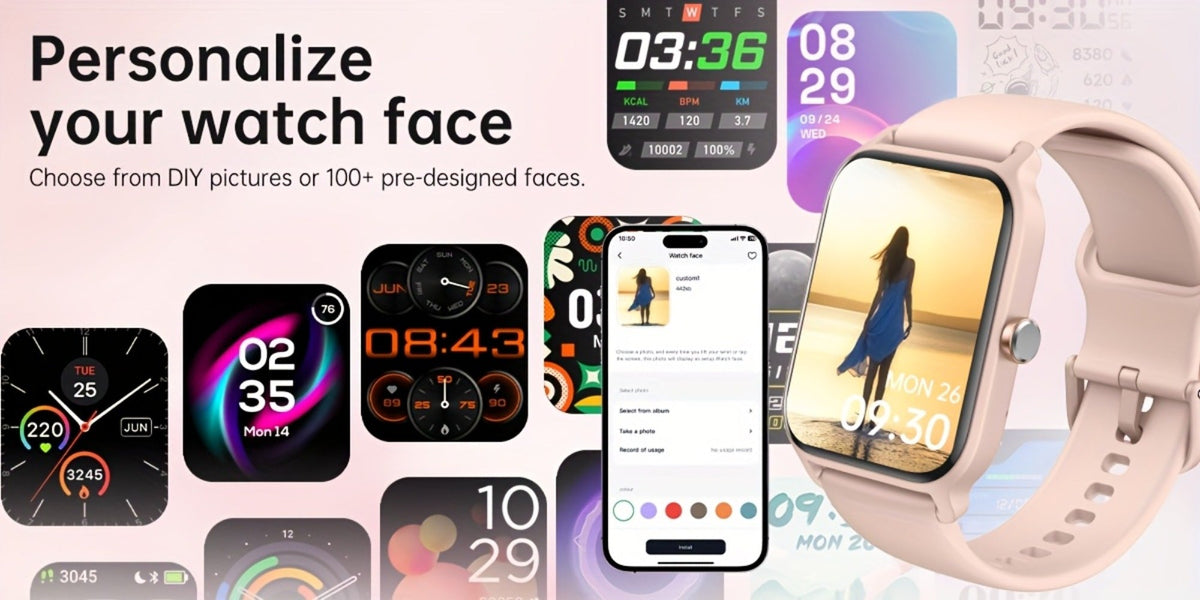 Smartwatch with Built-in Alexa FAWEIO 1.8" HD Touch Screen, Bluetooth Calling, 100+ Sport Modes, Fitness Tracker Heart Rate Sleep Monitor, Compatible with iPhone & Android – Smart Watch for Women Men 14 Colors