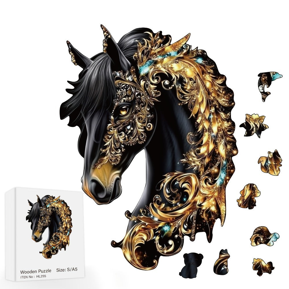 Horse-Shaped Jigsaw Puzzle in Mixed Colors, Three Size Options