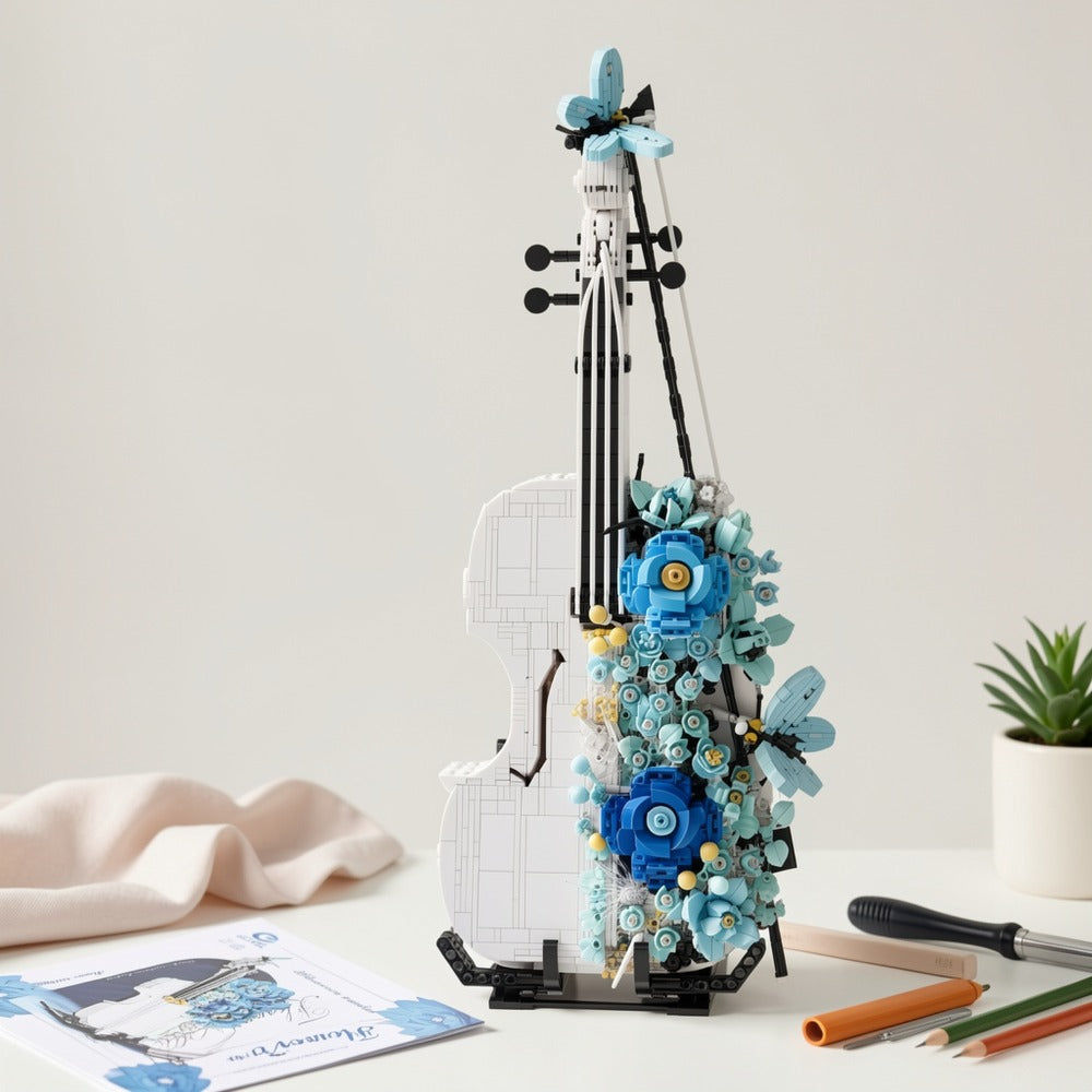 Flower Violin Building Block Set, 1,419-Piece 3D Model