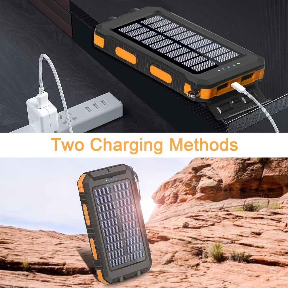 2-Pack Solar Power Bank 20000mAh 40000mAh Portable Dual USB Fast Charging with Built-In LED Flashlight - Emergency Solar Charger for Hiking Camping Outdoor Survival, Compatible with iPhone Android Samsung