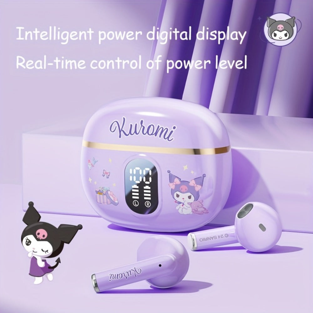 Sanrio Hello Kitty Kuromi Cinnamoroll Bluetooth Earbuds Cute Wireless Earphones 3 Styles Power Display Gaming Earbuds Easy to Carry for Daily Exercise Study Outdoor Holiday Birthday Gift