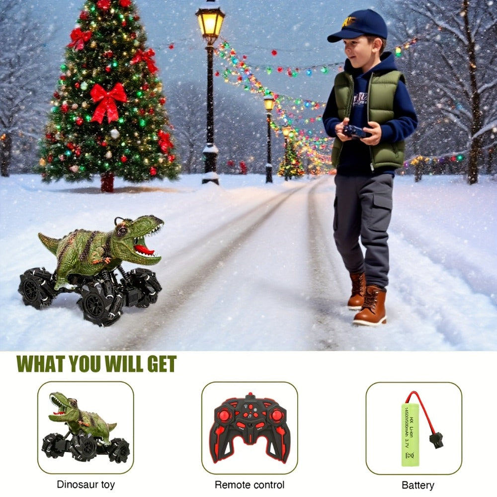 Dinosaur RC Monster Truck with Side Drift, Lights and Sound