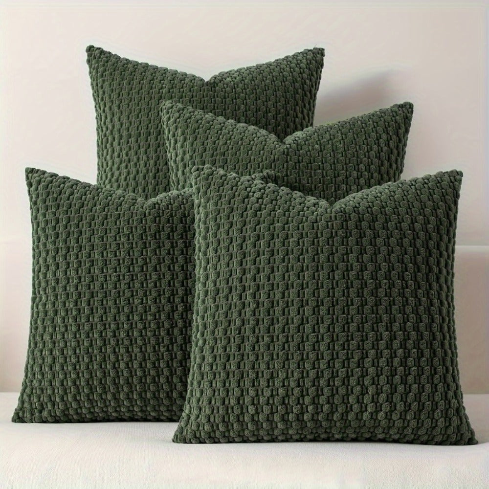 Boho Throw Pillow Covers 4 Pack Velvet Woven Cushion Covers Double-Sided Decorative Pillowcases for Sofa Couch Bed Chair 20x20 Inch Machine Washable