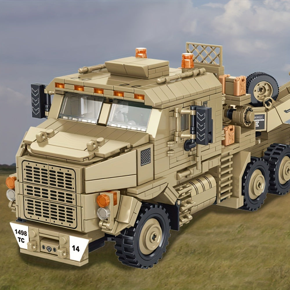 MOC Military Tank Hauler Building Block Set, 3482 Pieces, Armored Transport Model for Adults