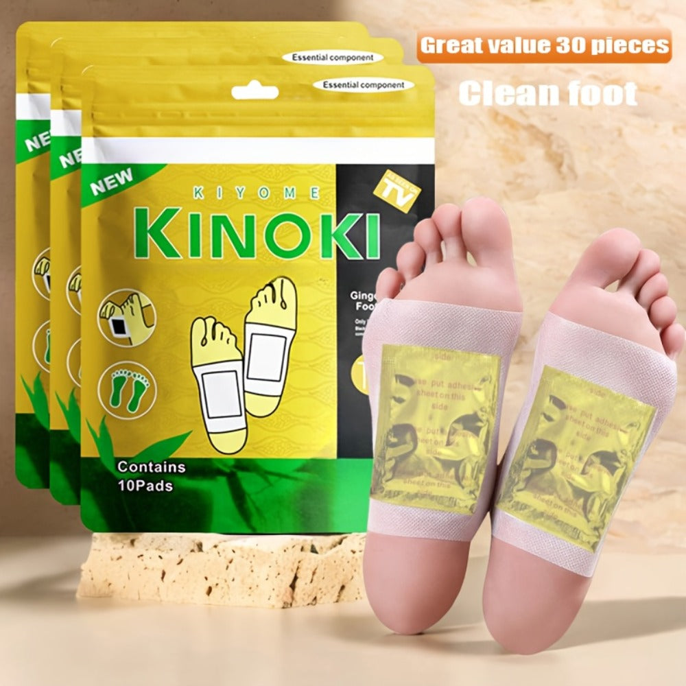 Foot Detox Pads 30 Pack Bamboo Vinegar Ginger Powder Natural Plant Ingredient Deep Cleansing Moisturizing Patches – Overnight Foot Massage Relaxation for Home Office Travel, Self-Care Wellness Gift