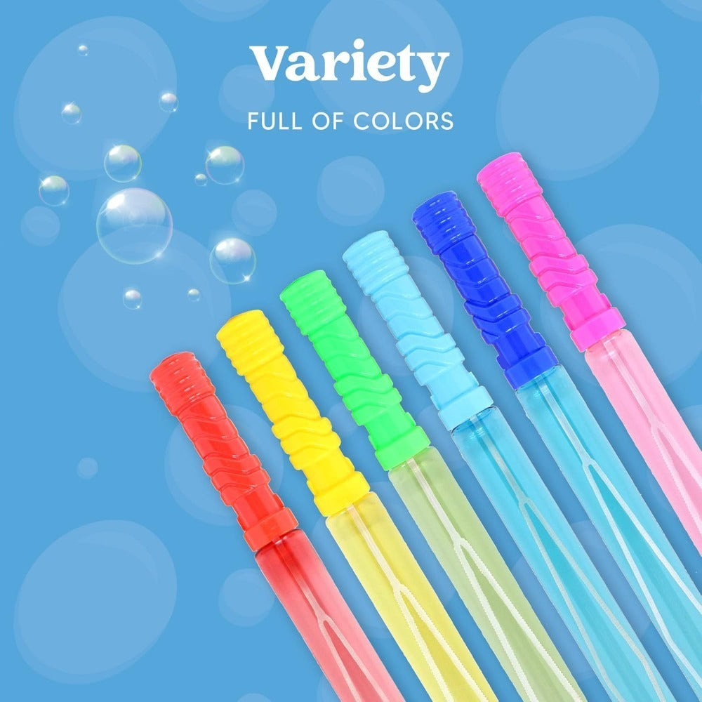 Giant Bubble Wands 24 Pack Bulk – 14.6 Inch Big Bubble Maker Set in 6 Colors, Summer Outdoor Party Favors for Kids, Easter Basket Stuffers, Birthday Carnival Pool Activity Supplies