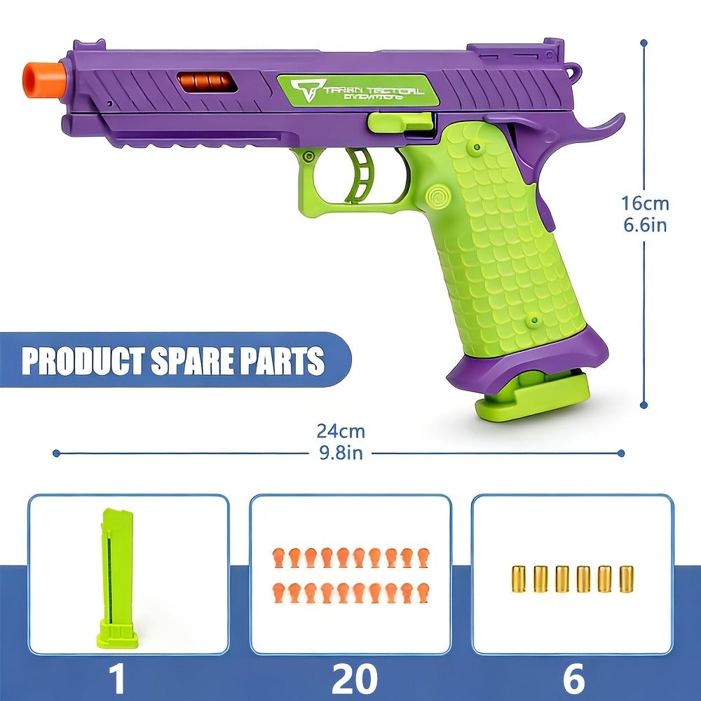 2011 Battle Master Semi-Auto Soft Bullet Toy Gun with Shell Ejecting – 1 Magazine, 20 Simulation Bullets, ABS Safe Plastic, Combat Role Play Pistol for Boys, Birthday Gift for Kids Ages 6+