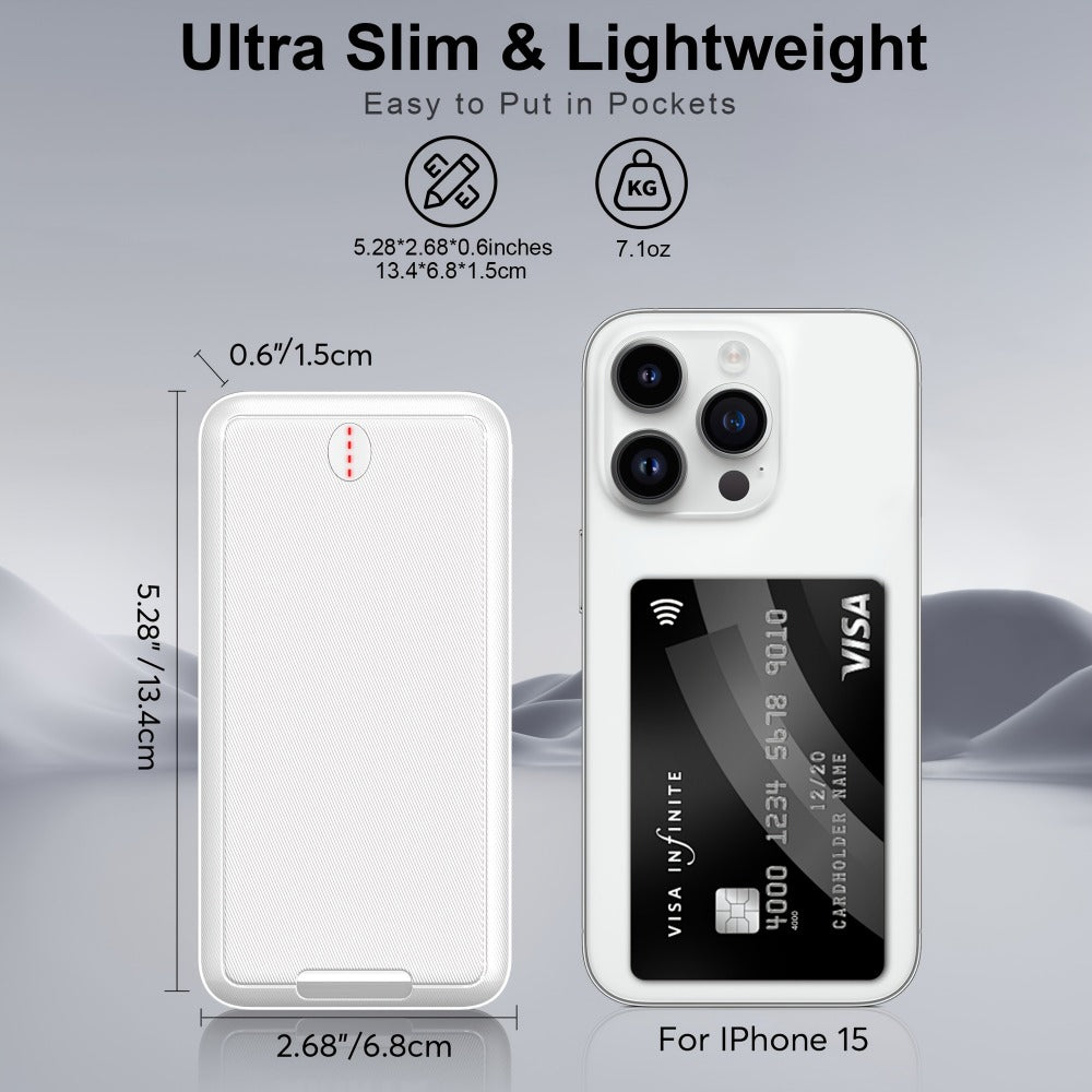 Outdoor Travel Portable Charger 10000mAh 5V/2A Battery Pack, Compact Backup Power Bank for Smartphones Tablets Heated Vest Heated Jacket Heated Clothes, Lightweight USB Charger for Men Women – Black & White