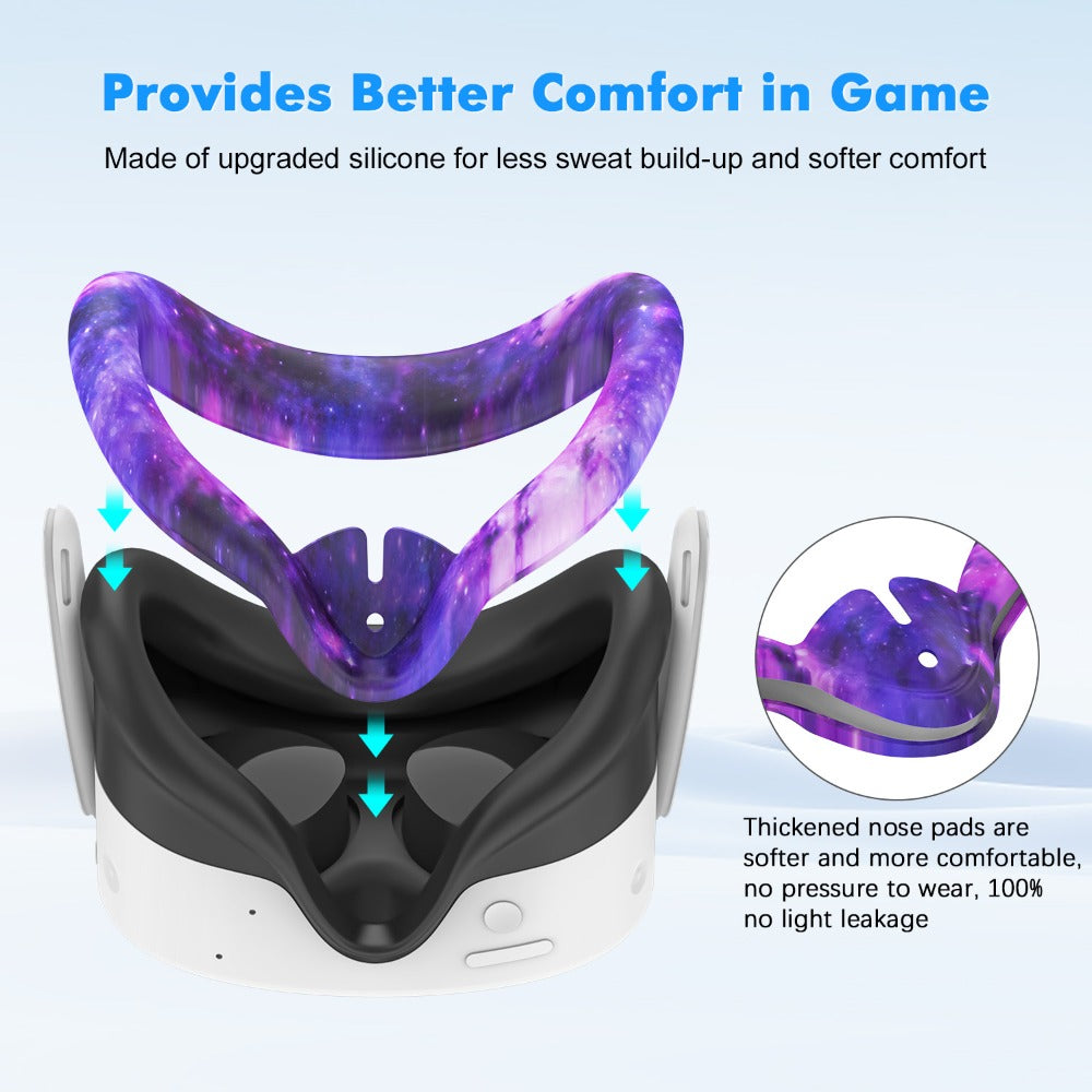 Meta Quest 3S Silicone Cover Set - VR Face Cover Shell Controller Grip Case Camera Lens Protector Full Protection Accessories Kit for Meta Quest 3S