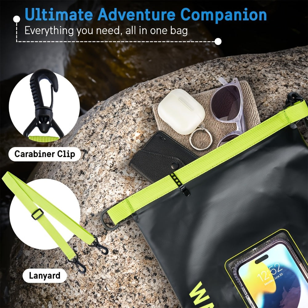 Waterproof Dry Bag Set 3-Piece Roll Top Backpack with Phone Pouch & Dry Sack - Kayaking Boating Camping Swimming Beach Fishing Rafting Travel Gear for Men Women, 1.32 Gal Lightweight PVC Water Sports Bag