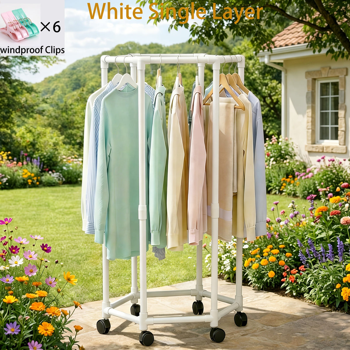 Clothing Rack shown in the White 1 Layer option