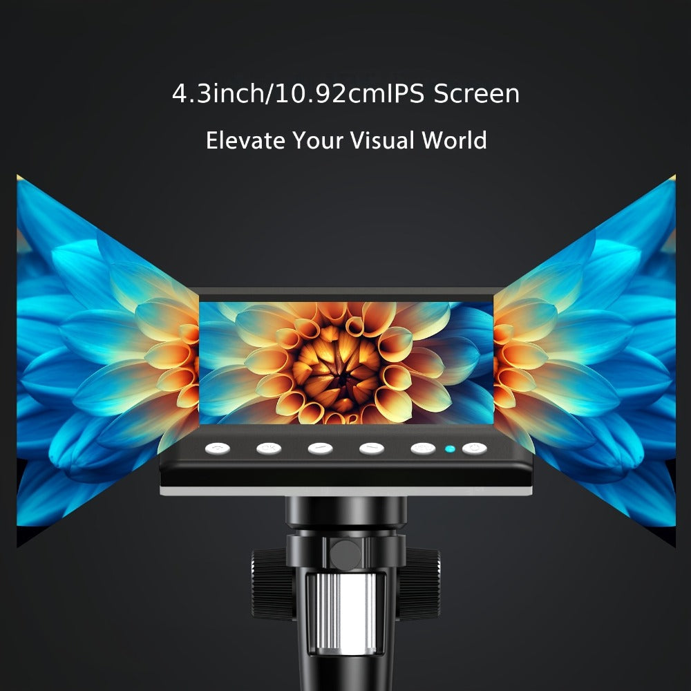 Digital Microscope 1000X with 4.3" IPS LCD Screen & 8 Adjustable LEDs – USB Coin Microscope for Adults, Kids & STEM, Windows Compatible, Ideal for Coin Collection, Science & Education